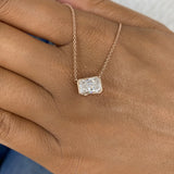 Radiant Pendant Necklace 1.5ct TCW, Rose Gold 14K