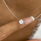 Round Pendant Necklace 1ct TCW, White Gold 14K