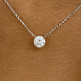 Round Pendant Necklace 1ct TCW, White Gold 14K