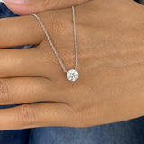 Round Pendant Necklace 1ct TCW, White Gold 14K