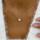 Round Pendant Necklace 1ct TCW, White Gold 14K