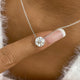 Round Pendant Necklace 1.5ct TCW, White Gold 14K