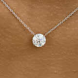 Round Pendant Necklace 1.5ct TCW, White Gold 14K
