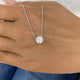 Round Pendant Necklace 1.5ct TCW, White Gold 14K
