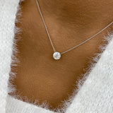 Round Pendant Necklace 1.5ct TCW, White Gold 14K