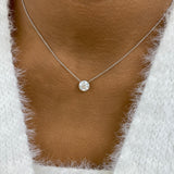 Round Pendant Necklace 1.5ct TCW, White Gold 14K