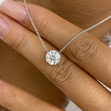Round Pendant Necklace 1.5ct TCW, White Gold 14K
