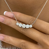Round Pendant Necklace 3.2ct TCW, White Gold 14K