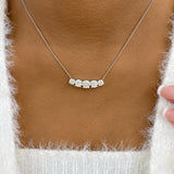 Round Pendant Necklace 3.2ct TCW, White Gold 14K