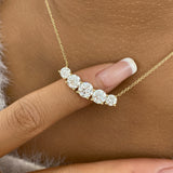Round Pendant Necklace 3.2ct TCW, Yellow Gold 14K