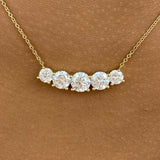 Round Pendant Necklace 3.2ct TCW, Yellow Gold 14K