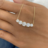 Round Pendant Necklace 3.2ct TCW, Yellow Gold 14K
