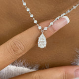 Pear Pendant Necklace 7.4ct TCW, White Gold 14K