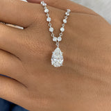 Pear Pendant Necklace 7.4ct TCW, White Gold 14K