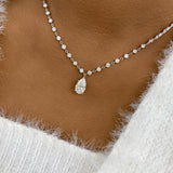 Pear Pendant Necklace 7.4ct TCW, White Gold 14K