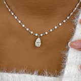 Pear Pendant Necklace 7.4ct TCW, White Gold 14K