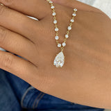 Pear Pendant Necklace 7.4ct TCW, Yellow Gold 14K