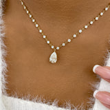 Pear Pendant Necklace 7.4ct TCW, Yellow Gold 14K