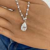 Pear Pendant Necklace 8.9ct TCW, White Gold 14K