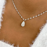 Pear Pendant Necklace 8.9ct TCW, White Gold 14K