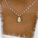 Pear Pendant Necklace 8.9ct TCW, White Gold 14K