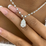 Pear Pendant Necklace 8.9ct TCW, White Gold 14K