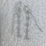 Pear and Round Drop Earrings 1.3ct TCW, White Gold 14K