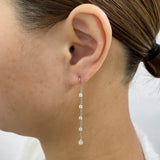 Pear and Round Drop Earrings 1.3ct TCW, White Gold 14K