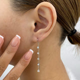 Pear and Round Drop Earrings 1.3ct TCW, White Gold 14K