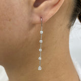 Pear and Round Drop Earrings 1.3ct TCW, White Gold 14K
