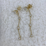 Round Drop Earrings 2.3ct TCW, Yellow Gold 14K