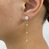 Round Drop Earrings 2.3ct TCW, Yellow Gold 14K