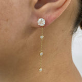Round Drop Earrings 2.3ct TCW, Yellow Gold 14K