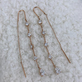 Round and Pear Drop Earrings 1.3ct TCW, Rose Gold 14K