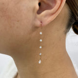 Round and Pear Drop Earrings 1.3ct TCW, Rose Gold 14K