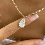 Pear Pendant Necklace 8.9ct TCW, Yellow Gold 14K