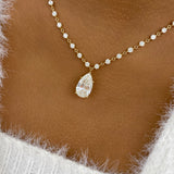 Pear Pendant Necklace 8.9ct TCW, Yellow Gold 14K