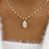 Pear Pendant Necklace 8.9ct TCW, Yellow Gold 14K