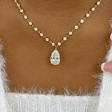 Pear Pendant Necklace 8.9ct TCW, Yellow Gold 14K