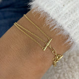 Three-Stone Multithread Diamond Chain Bracelet, 14K Gold