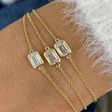 Three-Stone Multithread Diamond Chain Bracelet, 14K Gold