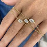 Three-Stone Multithread Diamond Chain Bracelet, 14K Gold