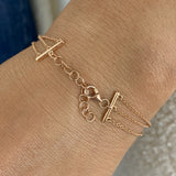 Three-Stone Multithread Diamond Chain Bracelet, 14K Gold