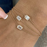 Three-Stone Multithread Diamond Chain Bracelet, 14K Gold