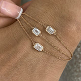 Three-Stone Multithread Diamond Chain Bracelet, 14K Gold