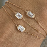 Three-Stone Multithread Diamond Chain Bracelet, 14K Gold