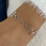 Three-Stone Multithread Diamond Chain Bracelet, 14K Gold