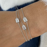 Three-Stone Multithread Diamond Chain Bracelet, 14K Gold