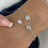 Three-Stone Multithread Diamond Chain Bracelet, 14K Gold