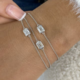 Three-Stone Multithread Diamond Chain Bracelet, 14K Gold